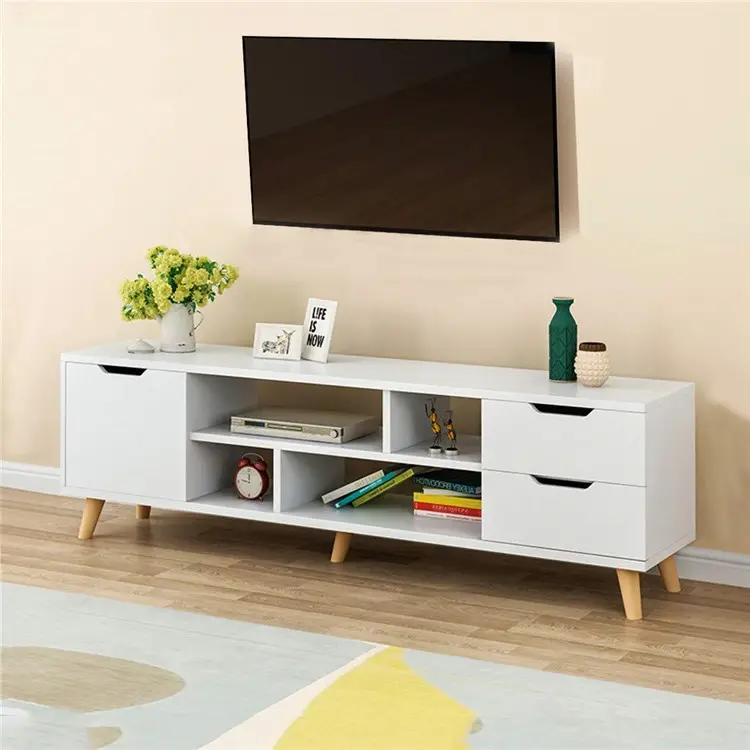 Style européen étagère ouverte moderne salon meubles maison bois meuble de télévision
