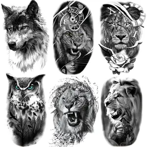 Мужские татуировки на руку с изображением льва тигра волка
