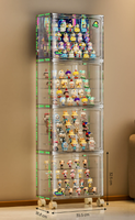 Organisateur de bureau transfrontalier sans perçage, en plastique, moderne et minimaliste, transparent, avec roulettes, multi-niveaux, pour jouets et boîtes mystères