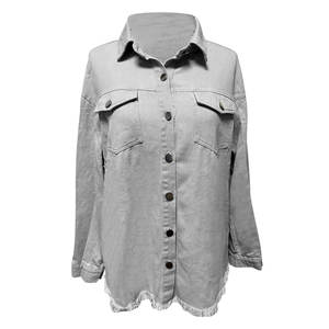 Chaquetas vaqueras de otoño y primavera para mujer, chaqueta vaquera de manga larga, camisa con botones, chaqueta sólida, chaquetones informales para <span class=keywords><strong>novio</strong></span> con bolsillos - Product Image 5
