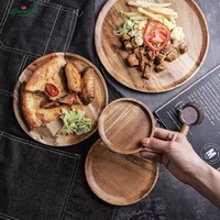 Assiettes et Plateaux en Bois Ronds Plats pour Restaurants, Grands et Petits, en Chêne, Acacia ou Teck, Idéals pour Sushi et Repas