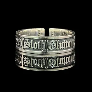 925 Sterling Silver 7 Catholic Sins Rings For Man And Women Fashion Party Religion Jewelry