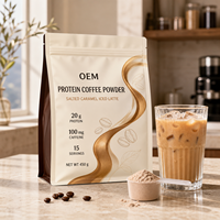 Poudre de café protéiné avec 20g de protéines, café instantané sans sucre pour l'énergie et le bien-être, fabricant