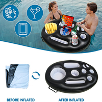 Plateau de service gonflable flottant noir en PVC, pliable, rafraîchissant, écologique, durable, portable, polyvalent, premium, pour vin