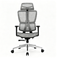 Chaise de bureau ergonomique à dossier haut en maille avec appui-tête réglable, support lombaire et base en nylon pour espace de travail commercial