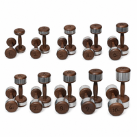 Ensemble d'haltères en bois massif de noyer noir de luxe avec support, équipement d'entraînement de force Pilates écologique de qualité supérieure pour la salle de sport à domicile