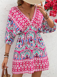 Women's bohemian <b>dress</b> 2026 <b>summer</b> European and American vacation style half-sleeved beach skirt - Product Image 2