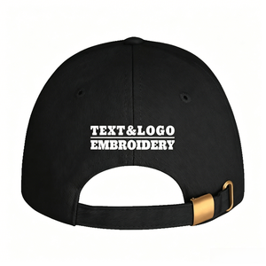 Casquette de baseball personnalisée en coton à 6 panneaux, unie, réglable, pour sports de plein air, noire, avec logo brodé, vente en gros - Product Image 3