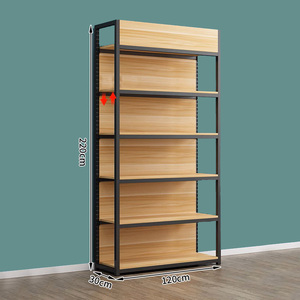 Modern Retail <strong>Display</strong> Shop Shelves Iron Metal Wooden <strong>Rack</strong> Stand With Logo For Supermarket Convenience Grocery <strong>Display</strong> - Product Image 6
