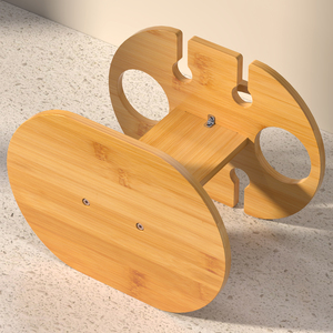 Soporte de copas de vino de mesa de pie alto de bambú sólido Almacenamiento y exhibición de vino tinto para ocasiones de cocina o fiesta - Product Image 5