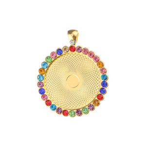 25Mm Bán Buôn Bezel Mặt Dây Chuyền Khay Và Cabochon Vòng Pha Lê Rhinestone Trống Ảnh Màu Pendant Trống Khay Bezel Thiết Lập - Product Image 6