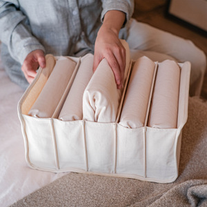 Wabi Sabi Cotton Clothing Organizer With Compartments For <b>Drawer</b> Wardrobe <b>Storage</b> - Product Image 2