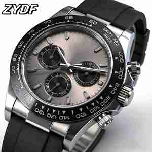 Reloj Cronógrafo Mecánico de Lujo de Alta Calidad de 40 mm QF 126519, Acero 904L, 4131, 155 g de Peso, Deportivo, de Buceo, con Correa de Goma Negra Panda - Product Image 1