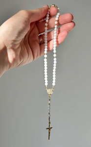 Prima comunione cattolico <span class=keywords><strong>rosario</strong></span> per specchietto retrovisore, Mini 4mm gemma <span class=keywords><strong>rosario</strong></span> <span class=keywords><strong>bracciale</strong></span> con chiusura magnetica - Product Image 4