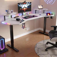 Bureau en métal pour sports électroniques Bureau de jeu en forme d'aile en fibre de carbone Bureau à domicile Ancre multifonctionnelle Établi de levage électrique Durable
