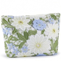 Pochette de voyage en coton brodé de dentelle florale 3D mignonne et ajourée, style mode personnalisé Royal Fair, pour maquillage et cosmétiques, pour filles