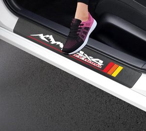 4 Uds <span class=keywords><strong>4X4</strong></span> estilo de carretera fibra de carbono protectores de alféizar de puerta de coche antiarañazos accesorios de decoración automática pegatinas de tira de umbral de cuero - Product Image 4