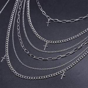 Multi Layered <b>Chain</b> Waist <b>Chain</b> Men Hip Hop Cross Pendant Body <b>Chain</b> Tibetan Silver Daily Wear Accessory - Product Image 4