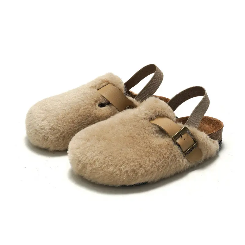 Autunno e inverno nuovi sandali in sughero per bambini abbigliamento esterno per ragazzi e ragazze in pelle scamosciata coniglio sandali caldi