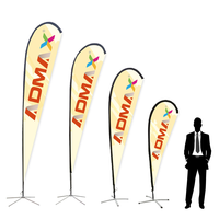 Drapeau publicitaire personnalisé ADMAX avec logo imprimé en 4 couleurs CMYK, mât en aluminium de 11 pieds, bannière volante en polyester pour extérieur, style Bali Bow Sail