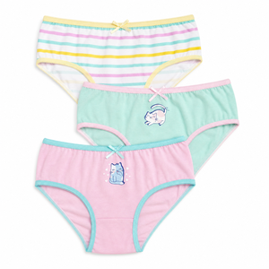 Mutandine per Bambine 100% Cotone, <span class=keywords><strong>Slip</strong></span> a Triangolo con Stampa Gatto Carina, Set da 3 Pezzi con Fiocco Pastello per la Scuola e l'Uso Quotidiano - Product Image 1