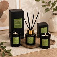 Ensemble de parfums d'ambiance modernes de luxe AIKUN, diffuseur à bâtonnets et bougie, coffret cadeau avec capuchon doré pour hôtel, spa, vente au détail