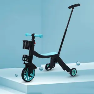 3-Wheel ayarlanabilir yükseklik katlanabilir elektrikli Scooter Kick çocuklar ayak kaykay ile LED ışık kız çocuk 'scooter için