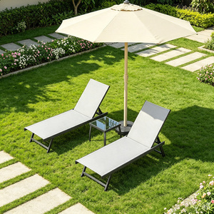 Chaise longue pliable en textilène anti-corrosion <span class=keywords><strong>avec</strong></span> dossier inclinable réglable pour <span class=keywords><strong>jardin</strong></span>, bord <span class=keywords><strong>de</strong></span> mer et piscine, rangement facile - Product Image 2