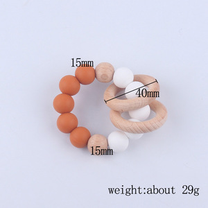 Bracelet de dentition en silicone et bois pour bébé, 0-24 mois, jouet doux unisexe - Product Image 3
