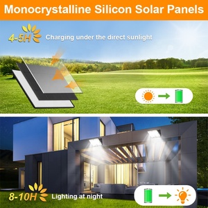 Ngoài trời không thấm nước IP65 faretto solare <span class=keywords><strong>Led</strong></span> Đèn Pha năng lượng mặt trời cảm biến chuyển động an ninh tường phát hiện ánh sáng với bảng điều khiển - Product Image 4