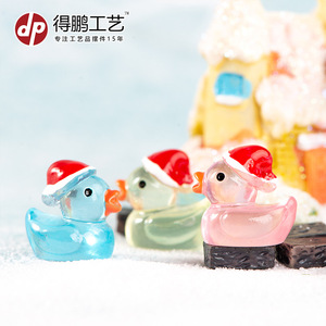 Christmas <b>Duck</b> Resin Figurine Miniature Ornament Led <b>Lighting</b> Desktop Car Decorative Craft - Product Image 3
