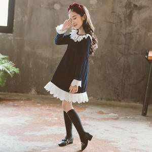 Nuevos Vestidos Modernos de Manga Larga de Terciopelo para Niñas, Ropa de Boutique al por Mayor para Niños del Mercado Chino - Product Image 3