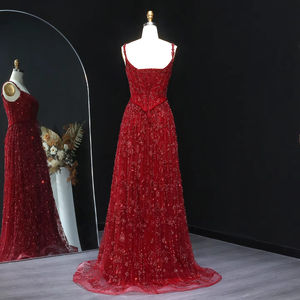 Abito da sera di lusso verde salvia con perline arabiche per la festa nuziale elegante spalline Lsz123-1 - Product Image 2