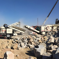 Petit broyeur de béton mobile professionnel avec bande transporteuse-Machine de concassage de gravier à moteur diesel pour les chantiers de construction