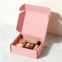 Boîte d'expédition postale en carton ondulé rose avec logo personnalisé pour produits de soin de la peau, emballage cosmétique et beauté