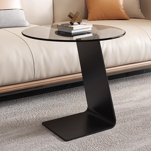 Tavolino da Caffè Moderno di Lusso in Vetro e Marmo Rotondo Nero con Base in Metallo Design Classico Multifunzionale per Soggiorno Arredamento Economico - Product Image 2