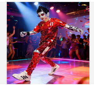 Kit Calcio a Mosaico Specchiato: Abbigliamento Sportivo Maschile Personalizzato Blu-Bianco con Design a Strisce e Stelle - Product Image 4