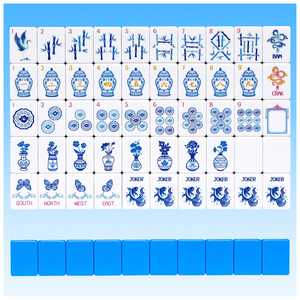 Tuiles de Mahjong en Acrylique Bleu et Blanc, 160 Pièces, 4 Niveaux, Luxe Américain, Nouvelles, Écologiques et Durables - Product Image 2