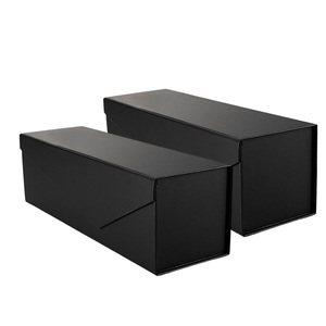 Boîte <span class=keywords><strong>cadeau</strong></span> à fermeture magnétique personnalisée 33x11x10.5cm Emballage en carton rigide noir de luxe pour cadeaux de <span class=keywords><strong>vin</strong></span> - Product Image 3