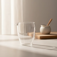 Tasse à café en verre borosilicate soufflé à la main, résistant à la chaleur, transparente, avec bec pointu