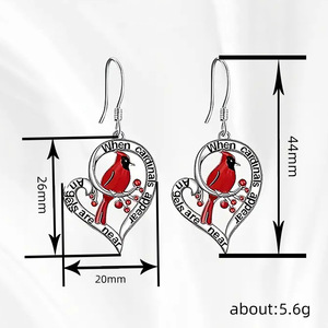 Orecchini Pendenti a Forma di Cuore Magpie per Donne, Gioielli Unici e Carini per l'Uso Quotidiano - Product Image 5