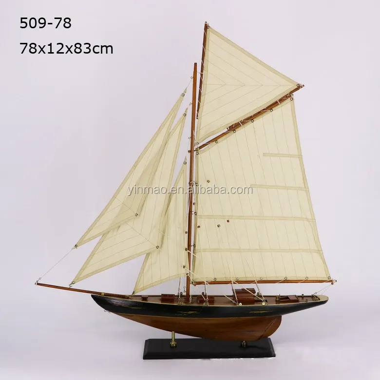 クラシックなアンティーク木製ヨットモデル、78x12x82 cm、2マスト帆船、レプリックボート/ヨット/船、手作りの航海お土産