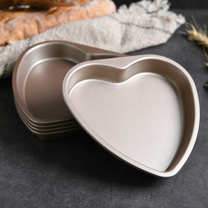 Heart Shaped Cake Pan 8 Inch Non Stick Baking Mold For Oven Use Gold Color - Product Image 1