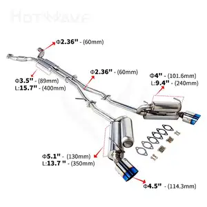 4.5นิ้วเคล็ดลับจากโรงงานจีนฮอตเวฟประสิทธิภาพสูง catback สำหรับ Infiniti G37 2008 3.7T ท่อร่วมไอเสีย