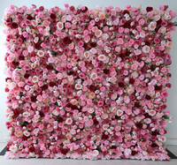 T17 Toile de fond de fleurs de mariage Décoratif 5D Soie Fleur Murale Rollup 8x8 Fleur Murale Artificielle Rose Blanche Rose pour Décoration Murale