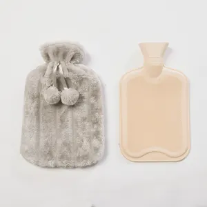 Vente en gros bouteille d'eau chaude avec couvercle en peluche douce, sac chauffe-main chaud d'hiver, bouteille d'eau chaude portable avec couvercle