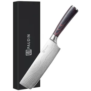 N6 Hot Selling 7 Inch kitchen Knife 5cr15mov Stainless Steel With Pakka Wood Handle Customized Nakiri Knife