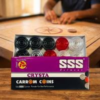 Jeu de carrom avec jetons noirs, rouges et blancs, jeu de table pour sports d'intérieur, jeu familial, modèle Crystal JR MS INDUSTRIES