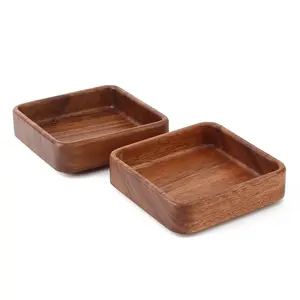Dark Color Square Small Wooden Serving Decorative Tray Platter for Tea Home Decor Appetizers Cakes Fruits