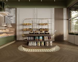 Diseño Interior de Lujo para Cafetería y Panadería Francesa, Muebles Personalizados para Panadería y Cafetería, Solución Integral en Madera Nórdica Crema y Vidrio - Product Image 2